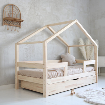 Lit HouseBed Duo Plus avec Barrière Droite (version avec tiroir)