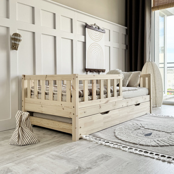 Lit Basic David Plus 200x140 Bois naturel (livraison rapide)