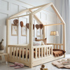 Lit HouseBed avec Barrière Clôture 190x90 (1 cm) Bois naturel (livraison rapide)