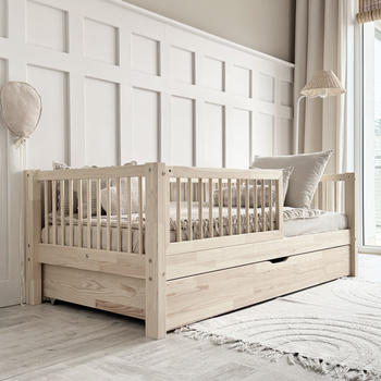 Lit Basic Alto Plus à barreaux 2/3 190x90 Bois naturel (livraison rapide)