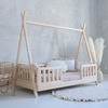 Lit Tipi Duo avec Barrière Clôture 190x90 Bois naturel (livraison rapide)