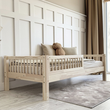 ​Lit Basic à Barreaux 190x90 (19 cm) Bois naturel (livraison rapide)