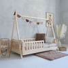 Lit Tipi avec Barrière Clôture 190x90 Bois naturel (livraison rapide)