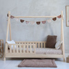 Lit Tipi avec Barrière Clôture 190x90 Bois naturel (livraison rapide)