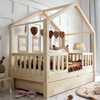 Lit HouseBed Duo Plus avec Barrière Clôture (version avec tiroir)