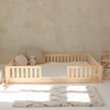 Lit Basic Love Duo avec barrière clôture 2/3 190x140 Bois naturel (livraison rapide)