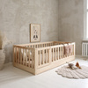 Lit Bambi avec Barrière Clôture 200x100 Bois naturel