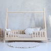 Lit Tipi Duo avec Barrière Clôture 190x90 Bois naturel (livraison rapide)