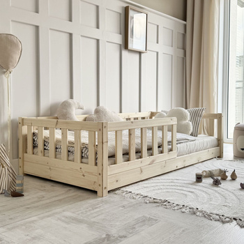 Lit Basic David 200x100 (1 cm) Bois naturel (livraison rapide)